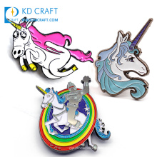 High quality no minimum custom design your own metal colorful enamel glitter animal cute unicorn lapel pins for clothes